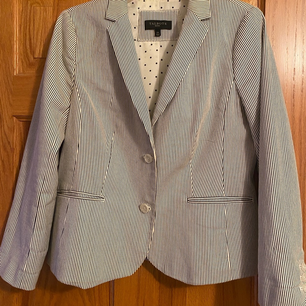 Talbots Spring/Summer Blazer, Blue Gray Stripe. - image 1